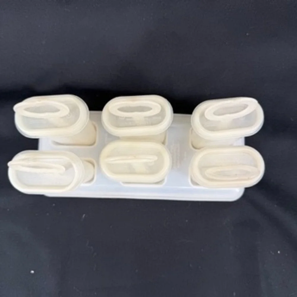 Vintage Tupperware Ice Tups Popsicle Maker Set 6 Molds Tray White 344-6 USA